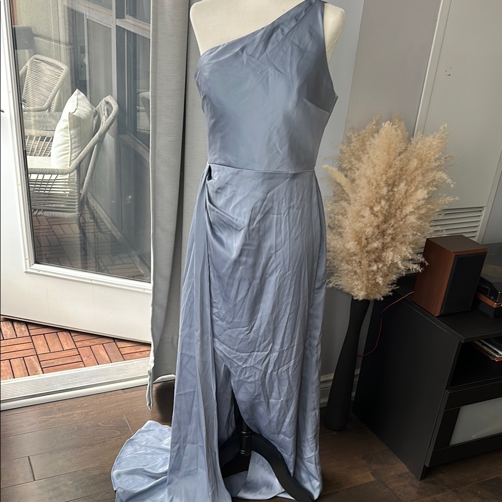 Elegant One-Shoulder Light Blue Dress / Bridesmaid Dress